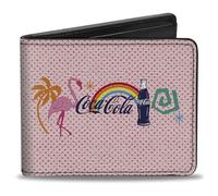 Coca-Cola Wallet, Bifold, Coca Cola Enjoy Vibrant Icons Collage Pinks Multi Color, Vegan Leather