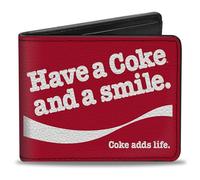 Coca-Cola Wallet, Bifold, Coca Cola Have A Coke and A Smile Wave Red White, Vegan Leather