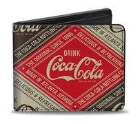 Coca-Cola Wallet, Bifold, Drink Coca-Cola Delicious & Refreshing Blocks Red/Brown/White, Vegan Leather