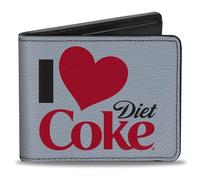 Coca-Cola Wallet, Bifold, I Heart Diet Coke Text White Black Red, Vegan Leather