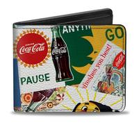 Coca-Cola Wallet, Bifold, Vintage Coca Cola Come Back Refreshed Ads and Icons Collage, Vegan Leather