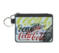 Coca-Cola Wallet, Coin Purse, Coca Cola Coke Logos and Bottle Pop Art White Multi Color, Canvas