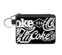 Coca-Cola Wallet, Coin Purse, Coca Cola Coke Typography Its The Real Thing Black White, Canvas
