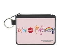 Coca-Cola Wallet, Coin Purse, Coca Cola Enjoy Vibrant Icons Collage Pinks Multi Color, Canvas