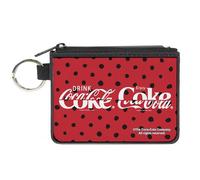 Coca-Cola Wallet, Coin Purse, Drink Coca Cola Coke Polka Dot Red Black White, Canvas