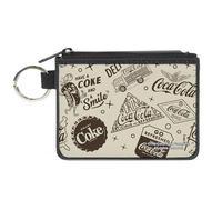 Coca-Cola Wallet, Coin Purse, Vintage Coca Cola Have a Coke and Smile Icons Collage Beige, Canvas
