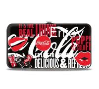 Coca-Cola Wallet, Hinged, Coca Cola Its The Real Thing Collage Black Red White, Vegan Leather
