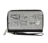 Coca-Cola Wallet, Zip Around, Coca Cola Enjoy Refresh Can and Bottle Grays White Black, Vegan Leather