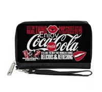 Coca-Cola Wallet, Zip Around, Coca Cola Its The Real Thing Collage Black Red White, Vegan Leather
