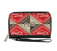Coca-Cola Wallet, Zip Around, Drink Coca-Cola Delicious & Refreshing Blocks Red/Brown/White, Vegan Leather