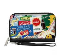 Coca-Cola Wallet, Zip Around, Vintage Coca Cola Come Back Refreshed Ads and Icons Collage, Vegan Leather