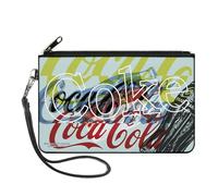 Coca-Cola Wallet, Zip Clutch, Coca Cola Coke Logos and Bottle Pop Art White Multi Color, Canvas, Multicolor, Large