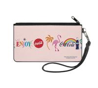 Coca-Cola Wallet, Zip Pouch, Coca Cola Enjoy Vibrant Icons Collage Pinks Multi Color, Canvas