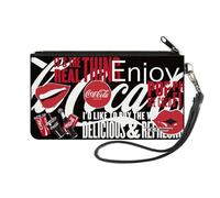 Coca-Cola Wallet, Zip Pouch, Coca Cola Its The Real Thing Collage Black Red White, Canvas
