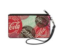 Coca-Cola Wallet, Zip Pouch, Drink Coca Cola Coke Patches Stacked Multi Color, Canvas