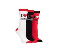 Coca-Cola Ladies Love Tube Socks - Officially Licensed Womens Fun Novelty Logo Patterned Socks in a 3 Pair Multipack Size 4-8 Red/White/Black