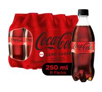 Coca Cola Zero Coca-Cola Zero Sugar, No Calories Soft Drink PET Bottle, 250 ml (Pack of 8)