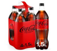Coca-Cola Zero Sugar, Soft Drink without Sugar, Disposable Bottle, 4 x 1500
