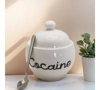 Cocaine Ceramic Sugar Bowl with Cocaines Design, Coffee and Sugar Container with Lid, Salt Container, Sugar Jar with Lid, Funny Kitchen Decor