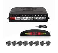 Cocar Car Reverse Parking Radar System with 8 Parking Sensors Distance Detection + LED Distance Display + Sound Warning (Gray Color)