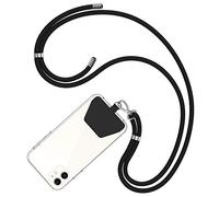 COCASES Crossbody Phone Lanyard Strap with Patch, Adjustable Nylon Neck Strap Necklace Phone Compatible with Most Smartphones (Black)
