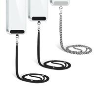 COCASES Crossbody Phone Lanyard Strap with Patch, Adjustable Nylon Neck Strap Necklace Phone Compatible with Most Smartphones (Black*2 & Black+White)