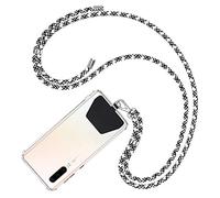 COCASES Crossbody Phone Lanyard Tether - Phone Lanyard Neck Strap with 2 Tabs, Compatible with Most Smartphone (Black+White)