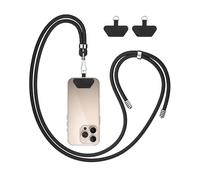 COCASES Crossbody Phone Lanyard with 2 Tethers, iPhone Strap for Hanging with 2 Patches Retractable Keychain Anti-Theft Phone Chain for Neck Compatible with Most Smartphones Matte Black