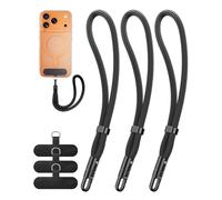 COCASES Phone Lanyard, 3 Pack Phone Wrist Strap Lanyard with 3x Tether Tabs Anti-Theft Adjustable Cell Phone Strap 360°Rotating Wristlet Keychain for Smartphones Black*3