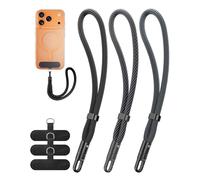 COCASES Phone Lanyard, 3 Pack Phone Wrist Strap Lanyard with 3x Tether Tabs Anti-Theft Adjustable Cell Phone Strap 360°Rotating Wristlet Keychain for Smartphones Black, Dark Gray, Black-gray
