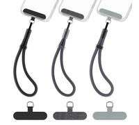 COCASES Phone Lanyard, 3 Pack Phone Wrist Strap Lanyard with 3x Tether Tabs Anti-Theft Adjustable Cell Phone Strap 360°Rotating Wristlet Keychain for Smartphones Black, Dark Gray, Black-gray