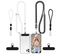 COCASES Phone Lanyard Crossbody 2 Pack Adjustable Anti-Theft Strap and 2 Pack Wrist Strap for Neck Belts iphone Lanyard Compatible with Most Mobile Phone-2 Patches Black/White