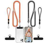 COCASES Phone Lanyard Crossbody 2 Pack Adjustable Anti-Theft Strap and 2 Pack Wrist Strap for Neck Belts iphone Lanyard Compatible with Most Mobile Phone-2 Patches Black/Orange