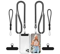 COCASES Phone Lanyard Crossbody 2 Pack Adjustable Anti-Theft Strap Crossbody and 2 Pack Wrist Strap for Neck Belts iphone Lanyard Compatible with Most Mobile Phone-2 Patches Black*2