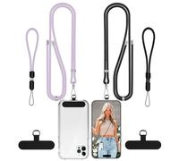 COCASES Phone Lanyard Crossbody 2 Pack Adjustable Anti-Theft Strap Crossbody and 2 Pack Wrist Strap for Neck Belts iphone Lanyard Compatible with Most Mobile Phone-2 Patches Black/Purple