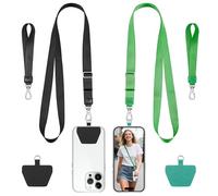 COCASES Phone Lanyard Crossbody and Wrist Strap 2 Pack, Adjustable iPhone Lanyard for neck and wrist with 2 Patches Anti Theft Phone Chain compatible with most Smartphones Black/Shamrock green