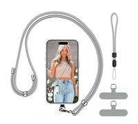 COCASES Phone Lanyard Crossbody and Wrist Strap, Adjustable iPhone Strap with 2 Durable Patches for Neck Strap Phone Chain Compatible with Most Smartphones-Grey
