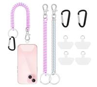 COCASES Phone Lanyard, Universal Theftproof Anti-Lost Elastic Tether Wrist Strap with Patch Compatible with Most Smartphones(White/Purple)