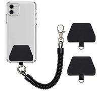 COCASES Phone Lanyard, Universal Theftproof Anti-Lost Elastic Tether Wrist Strap with Patch Compatible with Most Smartphones(Black)