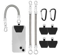COCASES Phone Lanyard, Universal Theftproof Anti-Lost Elastic Tether Wrist Strap with Patch Compatible with Most Smartphones (Silver*2 80cm)