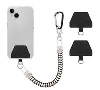 COCASES Phone Lanyard, Universal Theftproof Anti-Lost Elastic Tether Wrist Strap with Patch Compatible with Most Smartphones(Silver)