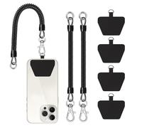 COCASES Phone Lanyard, Universal Theftproof Anti-Lost Elastic Tether Wrist Strap with Patch Compatible with Most Smartphones (Black*2 80cm)