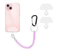 COCASES Phone Lanyard, Universal Theftproof Anti-Lost Elastic Tether Wrist Strap with Patch Compatible with Most Smartphones (Purple 80cm)