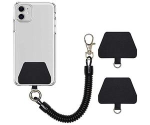 COCASES Phone Lanyard, Universal Theftproof Anti-Lost Elastic Tether Wrist Strap with Patch Compatible with Most Smartphones (Black 80cm)