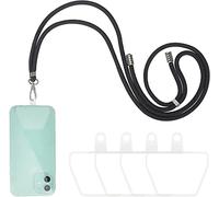 COCASES Phone Strap, Hanging Mobile Phone Lanyard Holder With 4 Pieces Clear Patch(Black)