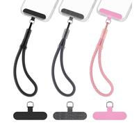 COCASES Phone Wrist Strap Lanyard Anti-Theft, 3 Pack Adjustable Combination Charm with Tabs compatible with most Phone cases, bags, Key Chain, Cameras Black/Dark gray/Pink