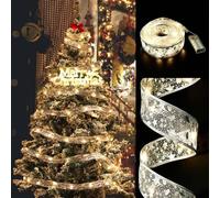 CocCCoon 10M Curtain Lights with DIY Lace Bows - Silver Glowing Tree & Garden Decorations for Bedroom, Patio, Wall