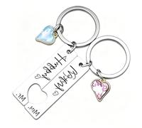 CocCCoon 2 Pcs Mr and Mrs Gifts for Couple,Couple Personalised Keyring, Keychain Special Date Keepsake Memorial Anniversary Birthday Couple Love Gift, Romantic Couples Decor