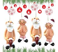 CocCCoon 4 Pcs Acrylic Plane Santa Ornament, Xmas Tree Hanging Ornaments, Funny Xmas Party Decor, Secret Santa Gift
