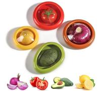 CocCCoon 4-Piece Silicone Fruit & Vegetable Storage Box Set (4 Colors, 10 cm L) - Ideal for Garlic, Onions, Lemons, Potatoes